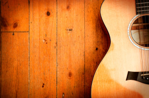 Guitar on wood